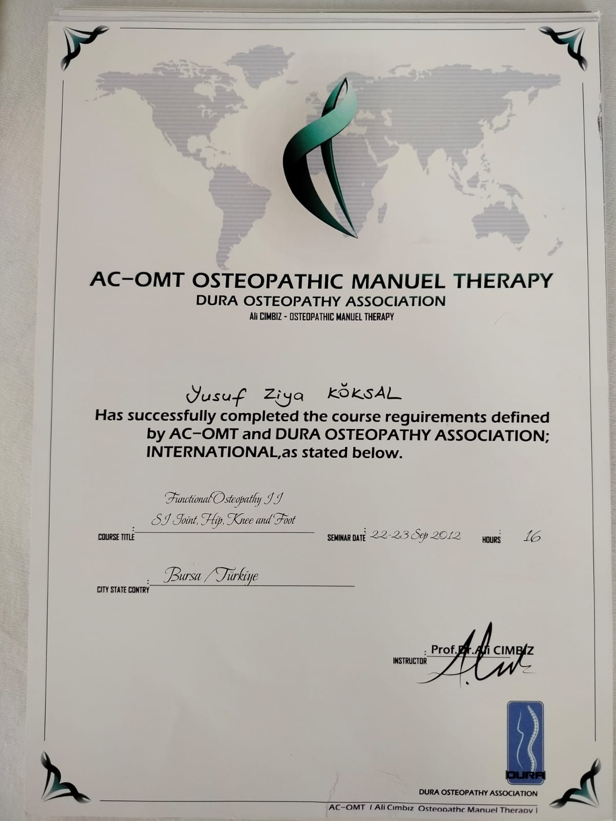 Sertifika 10 – Fzt. Yusuf Ziya KÖKSAL