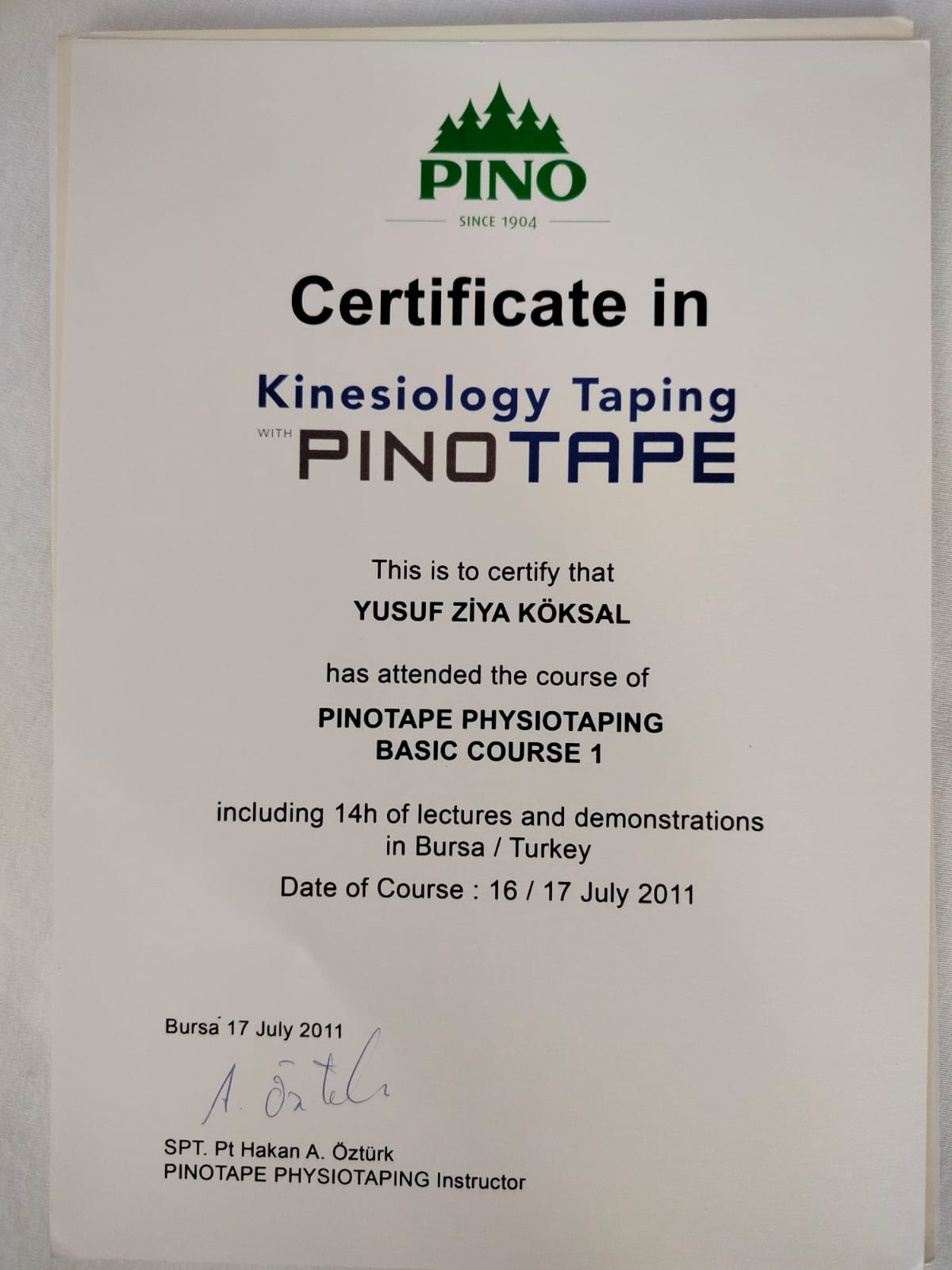 Sertifika 14 – Fzt. Yusuf Ziya KÖKSAL