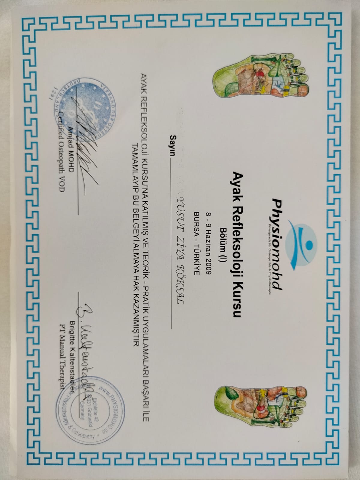 Sertifika 3 – Fzt. Yusuf Ziya KÖKSAL